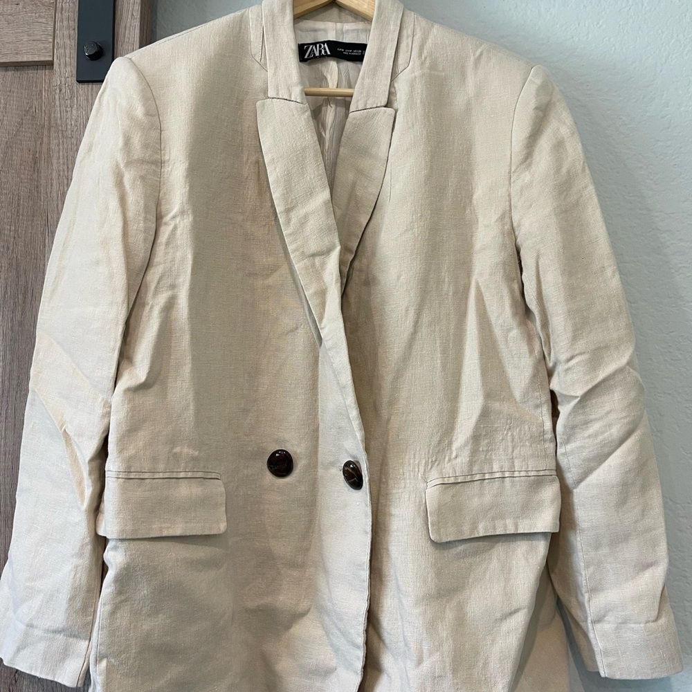 Zara 100% linen Beige Jacket